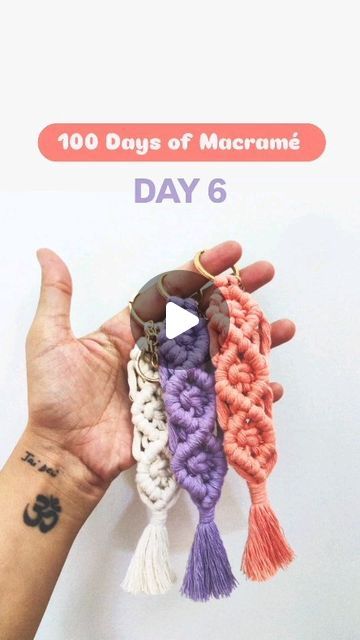 Agrima Wadhwa on Instagram: "100 Days of Macramé - DAY 6
Macramé Keychain (diamond pattern)

#macrame ##macramemakers #macramelove #india #instagood #instagram #handmade #sustainability #macramekeychain #learnsomethingneweveryday #indian #artistsoninstagram #diy #macramecommunity #keychains #explorepage" Learn Something New Everyday, Macrame Knots, 100th Day, Diamond Pattern, Macrame, Pattern, Instagram