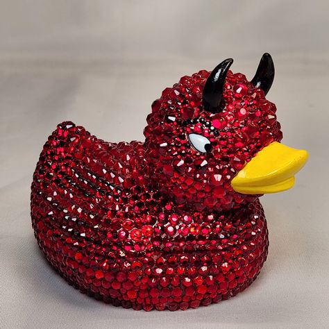 RED DEVIL Jeep Ducks, Duck Crafts, Sequin Ornaments, What The Duck, Duck Art, Duck Toy, Rubber Ducks, Red Devil, Rubber Ducky