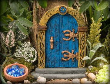 Fairy doors on Etsy Faerie Door, Fairy Doors On Trees, Celtic Fairy, Fairy Garden Doors, Door Crafts, Deco Nature, Fairy Garden Houses, Blue Fairy, Fairy Door