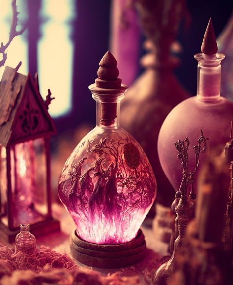 Pink Potion, Vtuber Overlay, Magic Elements, Potion Making, Fantasy Inspo, Bed Images, Magic Bottles, The Alchemist, Witch Magic