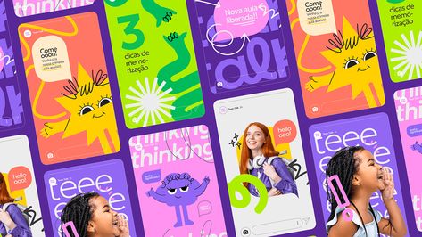 Playful Social Media Design, Personal Brand Social Media, Playful Design Graphics, Social Media Design Inspiration Graphics, Playful Brand Identity, Kids Social Media Design, Back To School Graphic Design, Social Media For Kids, Social Media Templates Design