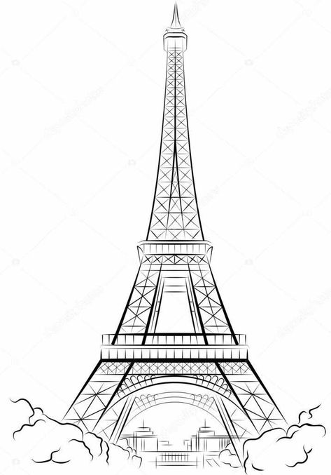 Eiffel Tower Drawing, Paris Drawing, Eiffel Tower Painting, Eiffel Tower Art, Eiffel Tower In Paris, Paris Illustration, Tower In Paris, Famous Architecture, Painting Canvases