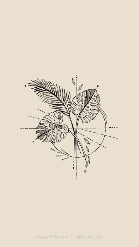 Super Trouper Tattoo, Tropical Line Tattoo, Millennial Tattoo Ideas, Botanical Leaves Tattoo, Amazon Rainforest Tattoo, Black And White Plant Tattoo, Plant Inspired Tattoos, Palm Frond Tattoos, Plants Tattoo Design