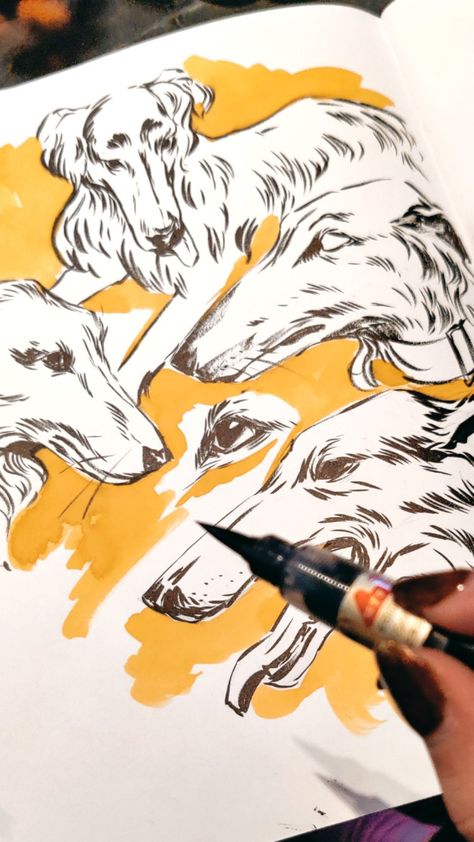 #saluki #dog #sketch #sketchbook #brushpen #pentel Pentel Brush Pen Art, Brushpens Art, Pentel Brush Pen, Brush Pen Art, Pen Sketch, Pen Art, Dog Drawing, Brush Pen, Ink Art