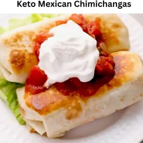 Keto Mexican Chimichangas - EASY KETO RECIPES Chimichanga Beef, Beef Chimichangas, Chimichanga Recipe, Keto Tortillas, Easy Keto Recipes, Mexican Spices, Low Carb Tortillas, Carb Meals, Low Carb Keto Recipes