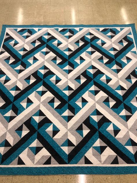 Interwoven Quilt Pattern | Etsy 4 Color Quilts Patterns, 3d Quilts Patterns Free, X Block Quilt Pattern, Interwoven Quilt Pattern, Optical Illusion Quilts Patterns Free, 3d Quilts Optical Illusions Free Pattern, 3 Color Quilts, 3d Quilt Patterns, Quilt Patterns For Men