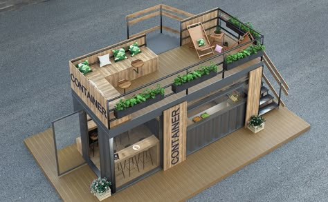 Food Street Design, Street Coffee Shop, Food Containers Design, Container Coffee Shop, Container Restaurant, Container Cafe, Outdoor Restaurant Design, Container Bar, Food Cart Design