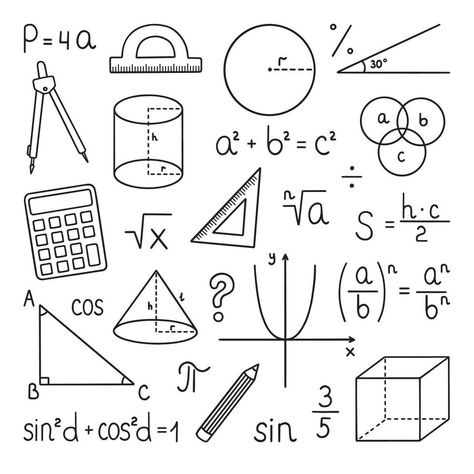 Maths Design Art, Maths Journal Ideas, Easy Math Drawings, Architecture Mathematics, Mathematics Doodle, Maths Doodles Ideas, Maths Related Drawings, Cute Math Drawings, Maths Illustration