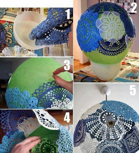 cool lamp shade made with doilies dipped in pva glue Lace Lamp, Deco Luminaire, Cupcake Decorating, Christian Church, Diy Projects To Try, Cool Diy, Crafts To Do, Decoration Table, Decorating Tips