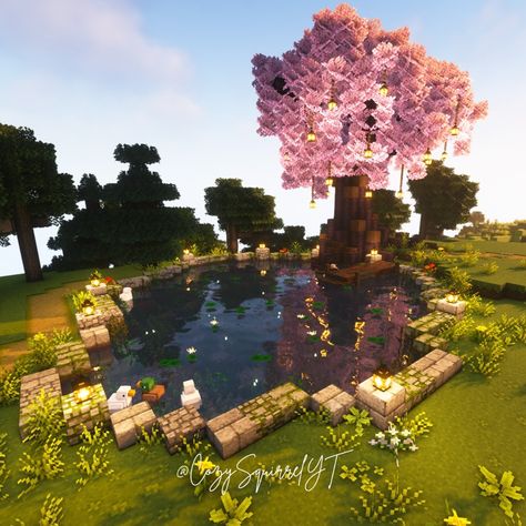 Cherry Blossoms over a duck pond 🦆 MayCraft Building Challenge - Part 1 Texture - Mizuno's 16 Craft Shader - Complementary Mod - Duckling Mod #yumimigaming #mcmaycraft #minecraft #cottagecore #cottagecoreminecraft #aesthetic #aestheticminecraft #minecraftmods #minecraftcustomtree #minecraftcherryblossoms #duckpond #minecraftdecorations #decorations #cozygaming #cozygamer #cozysquirrelyt Ponds Minecraft Ideas, Farm For Animals Minecraft, Cute Minecraft Greenhouse Ideas, Minecraft Building Ideas Pond, Aesthetic Minecraft Garden Ideas, Minecraft Duck Pond, Cherry Tree Builds Minecraft, Ponds In Minecraft, Minecraft Twilight Forest Portal Ideas