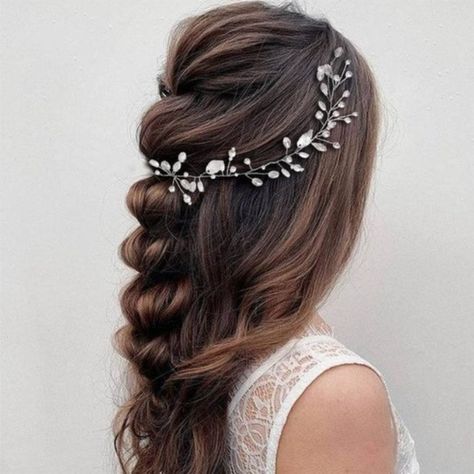 Birthday Dance, Pearl Hair Accessories, Ribbon For Hair, Puffy Hair, Hair Pins Wedding, Prom Birthday, Wedding Hair Vine, Wedding Hair Piece, Hair Accessories Pearl