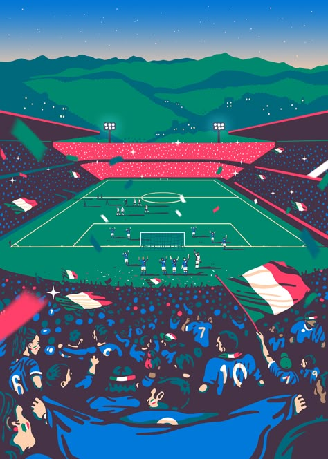 Home of Football on Behance Team List Design, Football Stadium Illustration, Football Field Illustration, Football Art Illustration, Football Illustration Design, Football Design Graphics, Football Art Design, Stadium Graphics, Soccer Graphic Design