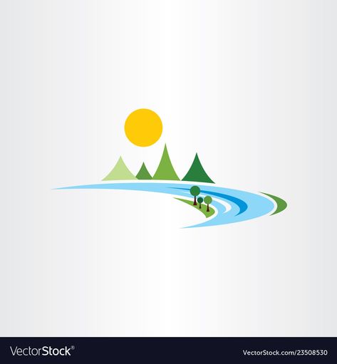 River Symbol, Mountains Logo, Landscape Vector, Mountain Logos, Logo Icon, Stencil Designs, Logo Maker, Logo Icons, Vector Logo