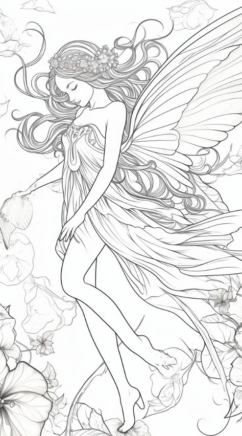 Fairy coloring pages free printable. Explore a collection of fun and stunning free fairy and fairy houses' coloring pages for adults that you can download, print out and start coloring today! #fairycolors #fairycoloringpages Coloring Pages Fairy, Fairy Coloring Pages Free Printable, Cool Coloring Pages For Grown Ups, Free Fairy Coloring Pages, Fairy Colouring Pages, Fairy Colouring Sheet, Fairy Coloring Pages For Adults, Fairy Coloring Pages For Grown Ups, Magical Fairies Coloring Book