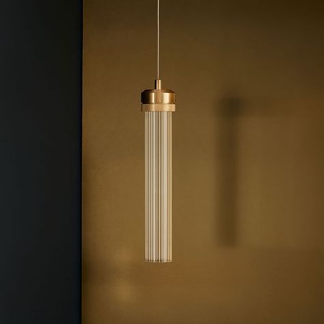 Fluted Cylinder LED Pendant Lights Over Dining Table, Modern Hanging Lamp, Gold Ceiling, Hanging Ceiling Lamps, Bedroom Light Fixtures, Ceiling Hanging, Hanging Ceiling Lights, Glass Pendant Lamp, Iron Lighting