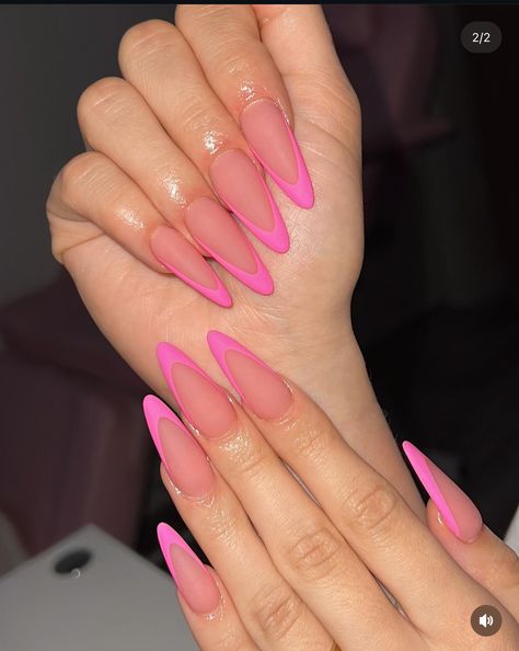 Light Pink Nails Almond Shape, Almond Shaped Pink Nails, Light Pink French Tip, French Tip Stiletto, Light Pink French, Pink French Tip, Long Almond, Light Pink Nails, Pink French