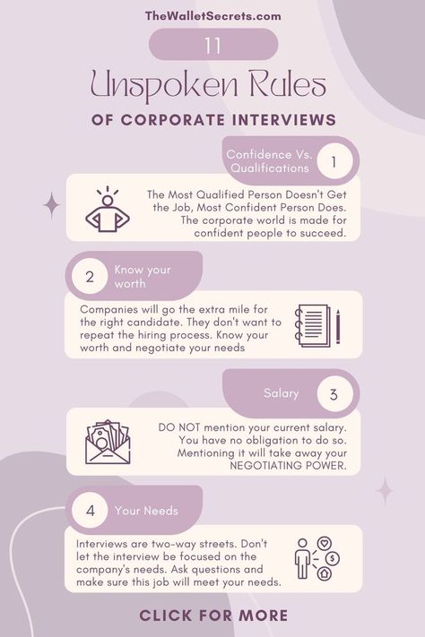 unspoken rules of corporate interviews laid out Unspoken Rules, Salary Negotiation, Getting A Job, Confident Person, Two Way Street, Negotiating Salary, Interview Prep, Hiring Process, Career Advancement