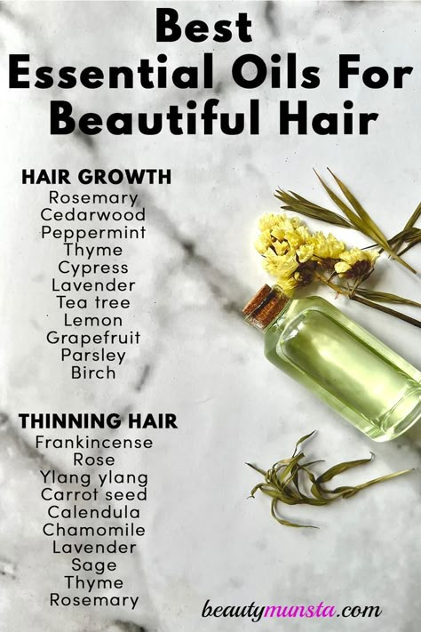 Best Essential Oils For Hair, Essential Oil Hair, Herbs For Hair Growth, Homemade Hair Treatments, Herbs For Hair, Hair Growth Foods, Oils For Hair, How To Grow Your Hair Faster, Hair Care Recipes