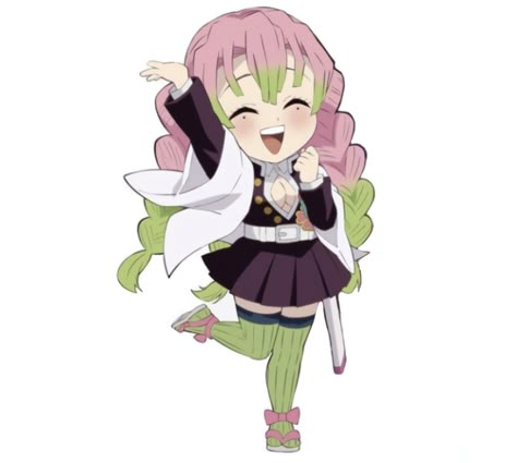 Mitsuri Chibi Official Art, Kny Chibi Base, Chibi Mitsuri, Kny Png, Chibi Kny, Kanroji Mitsuri, Oc Kny, Kawaii Chibi, Chibi Drawings