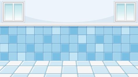 Free vector empty blue room with sky blu... | Free Vector #Freepik #freevector #cartoon-wall #empty-space #house-clipart #inside Blue Tiles Floor, Sky Blue Tiles, Room With Bookshelves, Bathroom Quotes Decor, Blue Tile Floor, Bathroom Drawing, Cartoon Bathroom, Bathroom Cartoon, Gacha Backgrounds