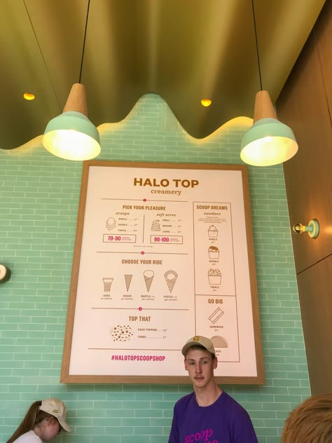 Halo Top Ice Cream, Chocolate Branding, Gelato Bar, Ice Cream Car, Ice Cream Menu, Artisan Ice Cream, Ice Cream Place, Ice Cream Logo, Halo Top