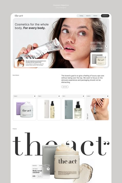 Design concept for a cosmetics website by Anastasia Ulagasheva on Dribbble Website Aesthetic Design, Lending Design, Faq Page Design, Beauty Website Design, Product Page Design, Design De Configuration, Website Design Inspiration Layout, Design Sites, Uiux Design