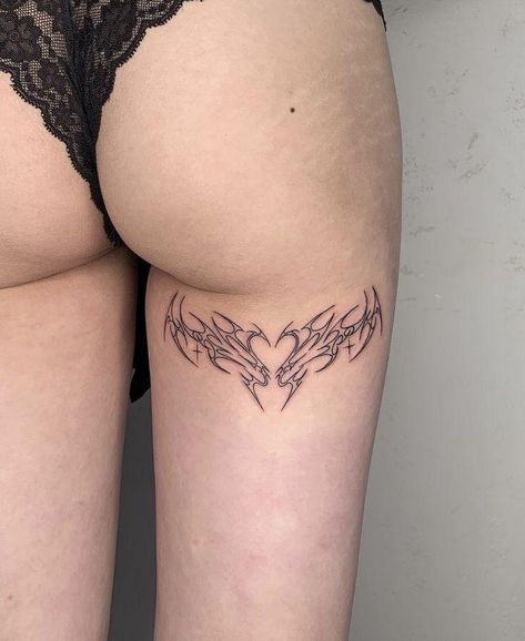 Back Of Thigh Tattoo, Cute Thigh Tattoos, Bum Tattoo, 16 Tattoo, Weird Tattoos, Discreet Tattoos, Girly Tattoos, Elegant Tattoos, Dope Tattoos