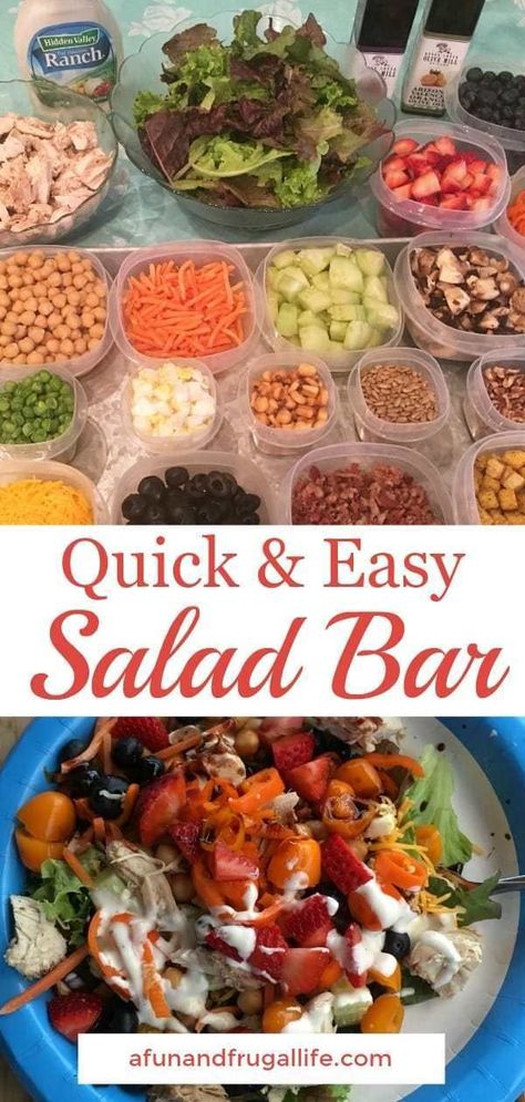 Salad Bar Set Up Ideas, Salad Bar Toppings List, Salad Bar For Party, Bridal Shower Salad Bar, Diy Salad Bar Ideas, Salad Bar Dinner, Salad Bar Toppings, Salad Charcuterie Board, Salad Bar Ingredients