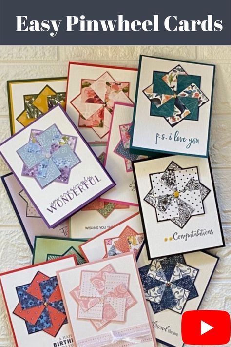 Cards Using 1 Inch Squares, Stampin Up Pinwheel Cards, Pinwheel Cards Tutorial, Pinwheel Cards, Congrats Cards, Napkin Cards, Cards Masculine, Pin Wheel, Pinwheels Paper