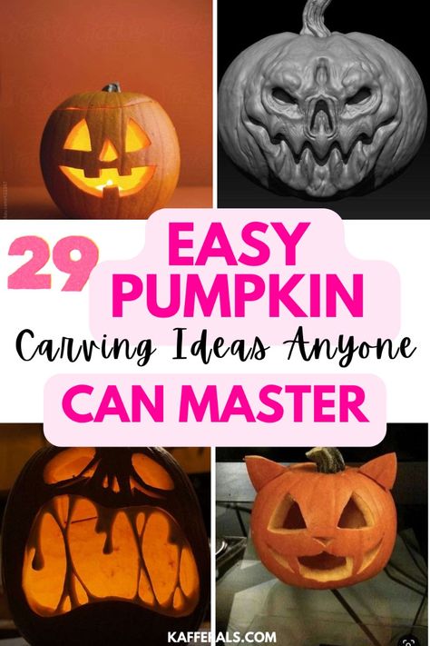 Discover 29 easy pumpkin carving ideas perfect for beginners! Create stunning designs effortlessly this Halloween. #PumpkinCarving #HalloweenCrafts #EasyCarving Simple Pumpkin Carve, Easy And Creative Pumpkin Carving Ideas, Easy But Cool Pumpkin Carving Ideas, Easiest Pumpkin Carving Ideas, Ideas For Carving Pumpkins Easy, Pumpkin Designs Easy Carved, Pumpkin Easy Carving Ideas, Free Hand Pumpkin Carving, Pumpkins Carving Ideas Easy