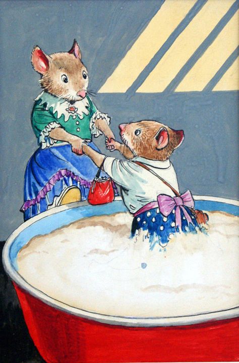 Katie Country Mouse Goes to London: Rescue (Original) art by Town Mouse and Country Mouse (Mendoza) Goblin Market, Mouse Art, Storybook Art, Mouse House, Little Mouse, Family Illustration, Whimsical Illustration, Animal Stories, Old Postcards