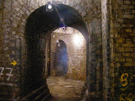 " Under Waterloo train station, London: this was also the place where they stored the bodies of people awaiting the Necropolis Railway to Brookwood Cemetery." London Underground Tube, Victorian Times, Old Cemeteries, Tube Station, U Bahn, Production Design, London Town, London Underground, Old London