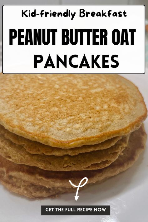 Make breakfast fun for your kids with these peanut butter oatmeal pancakes. They're perfect for baby-led weaning and easy to make in a blender Breakfast For Babies, Pancakes For Baby, Toddler Breakfast Recipes, Oatmeal Pancakes Easy, Peanut Butter Baby, Peanut Butter Oat, Toddler Lunch Recipes, Peanut Butter Pancakes, Peanut Butter Breakfast