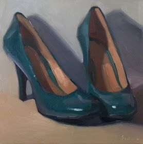 Painting Of Shoes On Canvas, Heels Painting, Still Life Art Painting, Sarah Sedwick, High Heel Painting, Shoe Drawings, Shoes Painting, Mini Oil Painting, Painting Practice