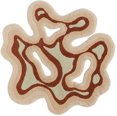 Brown Small Valley Rug by Mush Studios | SSENSE Mush Studios, Odd Shaped Rugs, Irregular Rug, Shaped Rugs, Tufting Ideas, Circle Table, Makeup List, Shaped Rug, Table Rug