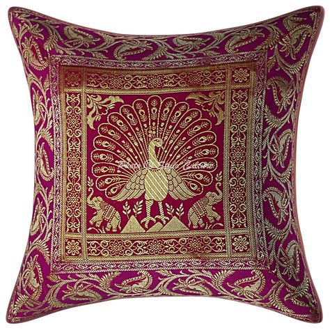 Dancing Peacock, Bolster Covers, Garden Pillows, Boho Room, Diy Cushion, Decorative Cushion Covers, Ethnic Patterns, Brocade Fabric, Colour Schemes