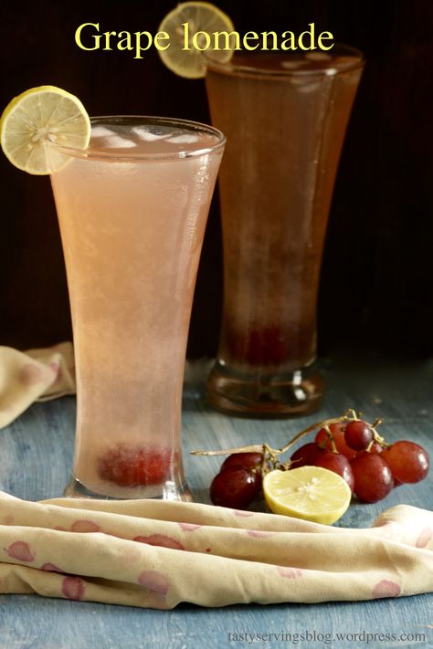 Grape Lemonade Sparkling Grape Lemonade, Make Grape Juice From Grapes, Making Grape Juice From Fresh Grapes, Make Grape Juice, Welches Grape Juice, Lemonade, Beer Glasses, Grapes, Lemon