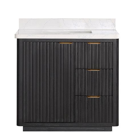 Mercer41 36'' Free Standing Single Bathroom Vanity with Cultured Marble Top | Wayfair Best Bathroom Vanities, Food Pantry Organizing, Ship Decor, Matte Black Hardware, Wood Marble, Wooden Drawers, Cultured Marble, Wood And Marble, Wood Vanity