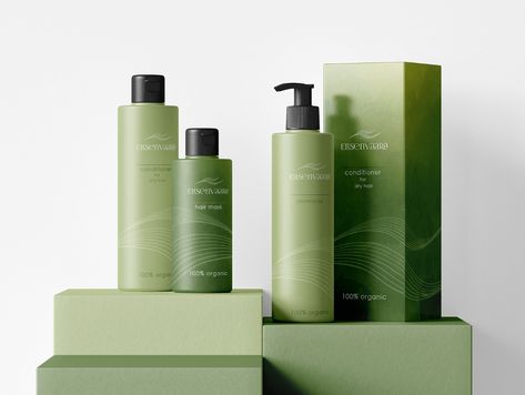 Elisenvaara on Behance Shampoo Design Packaging, Green Packaging Design, Cosmetic Package Design, Body Lotion Packaging, Gift Packaging Design, Shampoo Packaging, Shampoo Design, Minimalist Skincare, Green Skincare