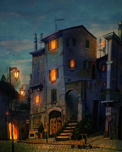 Francisco Fonseca, Rome City, Magical Art, Old Disney, Ipad Art, Night Painting, City Architecture, Draw On Photos, Digital Art Tutorial