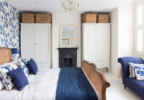 Edwardian House by Rebecca Hayes Interiors Bedroom Wardrobe Design Sliding Doors, Bedroom Chimney Breast, Shabby Chic Guest Room, Design Camino, Bedroom Wardrobe Ideas, Bedroom Wardrobe Design, Bedroom Built In Wardrobe, Shabby Chic Design, Living Room Tiles