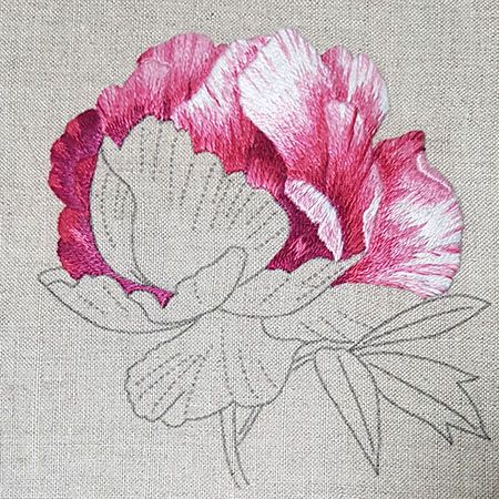 Embroidery Peony, Painted Peony, Trish Burr, Peony Tutorial, Needle Painting, Crewel Embroidery Patterns, Crewel Embroidery Kits, Pola Kristik, Learn Embroidery