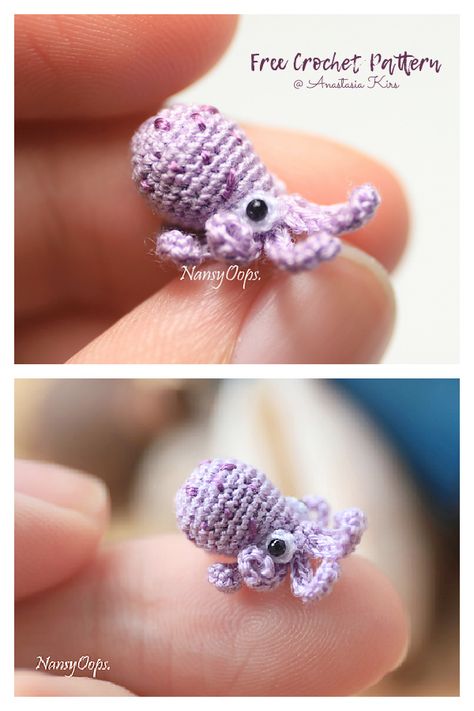 Amigurumi Miniature Animals Free Crochet Patterns & Paid - DIY Magazine Miniature Crochet Patterns Free, Micro Crochet Pattern Free, Tiny Octopus, Crochet Keychains, Free Crochet Amigurumi, Tiny Animals, Miniature Knitting, Crochet Butterfly Pattern, Tiny Crochet