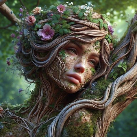 Tree Nymph, Mother Nature Tattoos, Creepy Halloween Makeup, Nature Goddess, Fairy Images, Art Retreats, Dream Fantasy, Tree Spirit, My Fantasy World