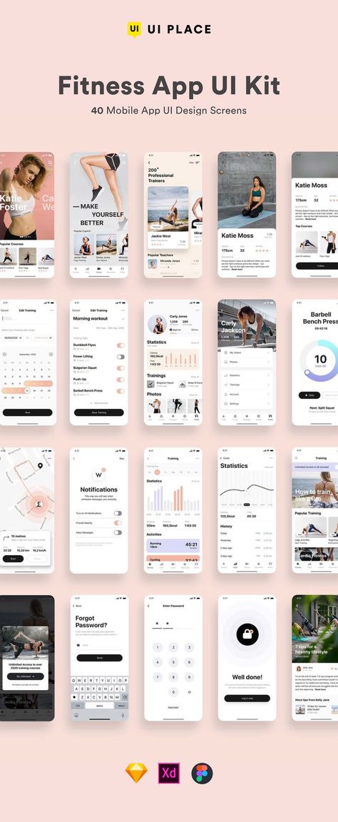 Fitness App Interface, Fitness Mobile App Design, Workout App Design, Gym App Design, Fitness App Ui Design, Fitness Apps Design, Fitness App Ui, App Wireframe, Gym App