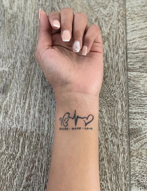 Tattoo Ideas Female Hope, Hlhs Tattoo Ideas, Punjabi Tattoo Ideas Women, Punjabi Tattoo Ideas, Tattoo For Nurses Meaningful, Heart Pulse Tattoo, Punjabi Tattoo, Faith Hope Tattoo, Army Tattoos For Women Military