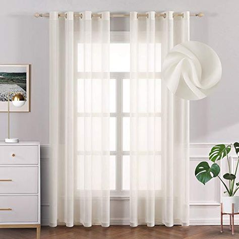 MIULEE Chiffon Semi Sheer Curtains Voile Drapes Smooth Wrinkle-Free Grommet Prime Curtain for Dwelling Room Ivory 2 Panels 54 x 84 Inch, https://www.countrycurtains.net/miulee-chiffon-semi-sheer-curtains-voile-drapes-soft-wrinkle-free-grommet-top-curtain-for-living-room-ivory-2-panels-54-x-84-inch/,  , Value: (as of - Particulars) Prepared Made: Package deal comprises 2 piece of MIULEE chiffon... Sheer Window Treatments, Window Treatments Sheer, Package Deal, Sheer Curtain, Grommet Curtains, Curtains Bedroom, Sheer Curtains, Wrinkle Free, Soft Furnishings