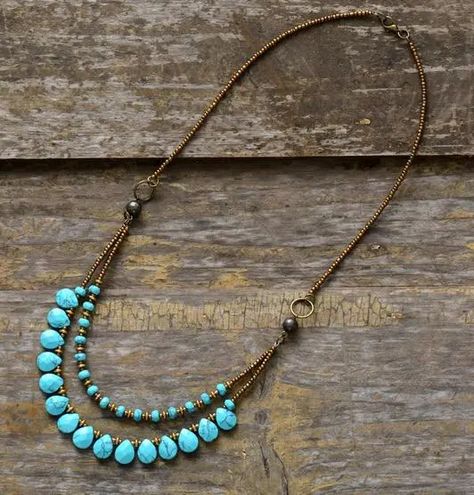 Pinterest Layered Beaded Necklaces, Turquoise Choker, Diamond Initial Necklace, Beaded Jewelry Necklaces, Chakra Necklace, Teardrop Beads, Precious Jewelry, Beaded Jewelry Diy, Diy Necklace