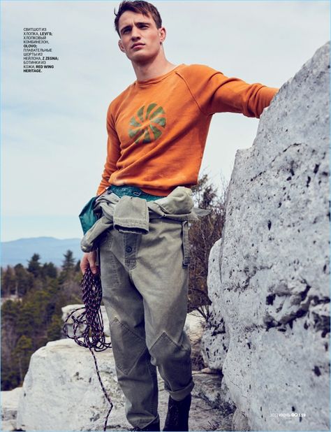 Mens Climbing Style, Rock Climbing Outfit Men, Climber Outfit, Archive Photography, Rock Climbing Outfit, Camping Fashion, Alpha Man, Activewear Photoshoot, Climbing Outfits