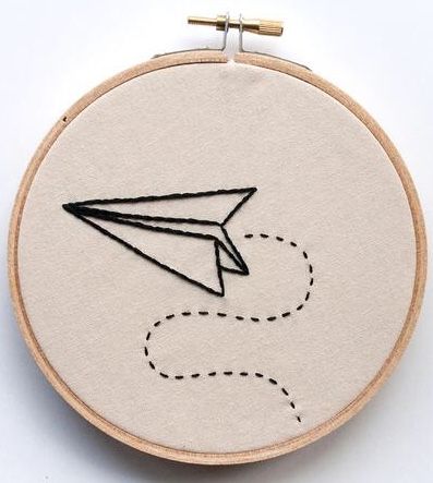 Stitch Paper, Embroidered Paper, Embroidered Wall Art, Trendy Embroidery, Ideas Embroidery, Pola Kristik, Paper Airplane, Pola Sulam, Paper Embroidery